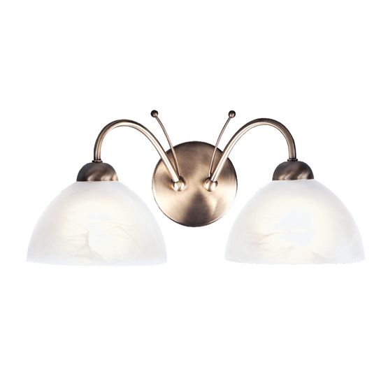 Milanese 2Lt Wall Light - Antique Brass &amp; Alabaster Glass