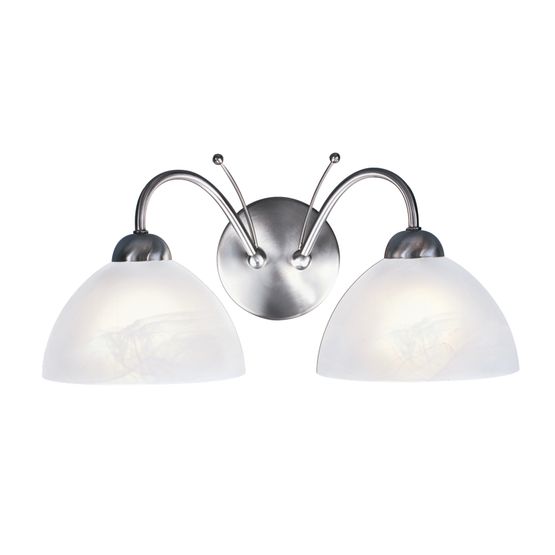 Milanese 2Lt Wall Light - Satin Silver &amp; Alabaster Glass
