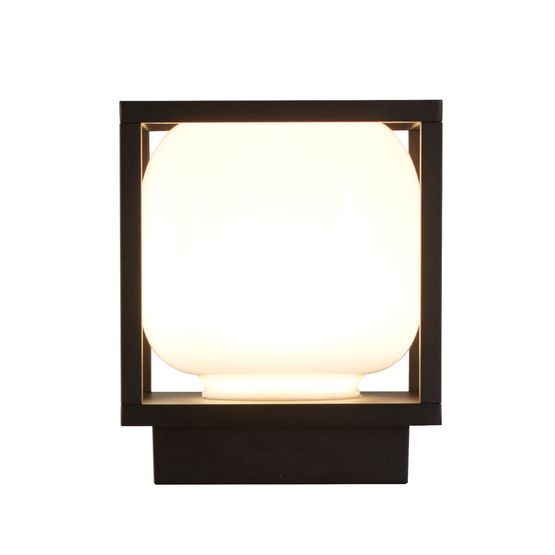Athens Outdoor Wall Light - Black Metal &amp; Opal Glass