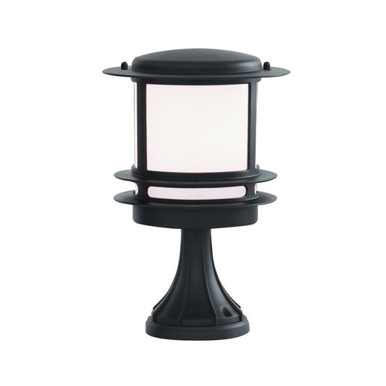 Stroud Bollard - Black Metal &amp; White Polycarbonate, IP44