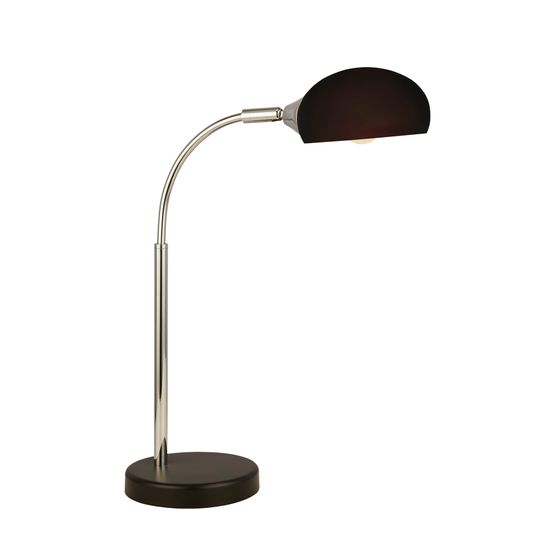Astro Table Lamp - Black &amp; Chrome Metal &amp; Black Glass Shade