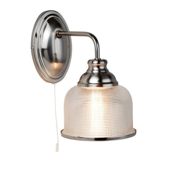 Bistro II Wall Light - Satin Silver &amp; Holophane Style Glass