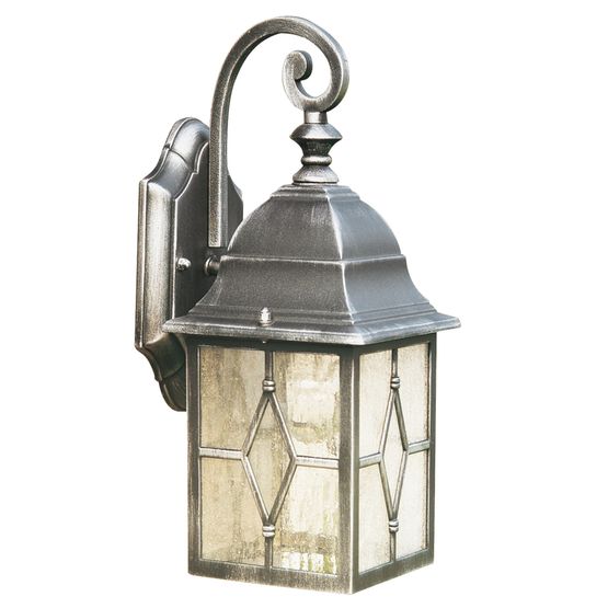 Genoa Outdoor Wall Light - Black Silver Metal &amp; Leaded Glass