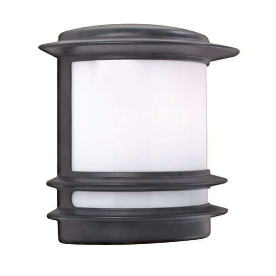 Stroud Wall Light- Black Metal &amp; White Polycarbonate, IP44