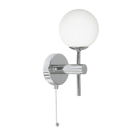 Global Wall Light - Chrome Metal, Mirror &amp; Opal Glass