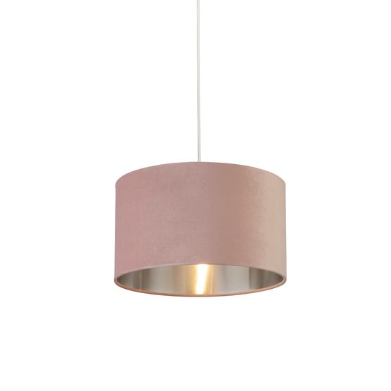 Drum Shade - Pink Velvet With Silver Inner Dia.38cm