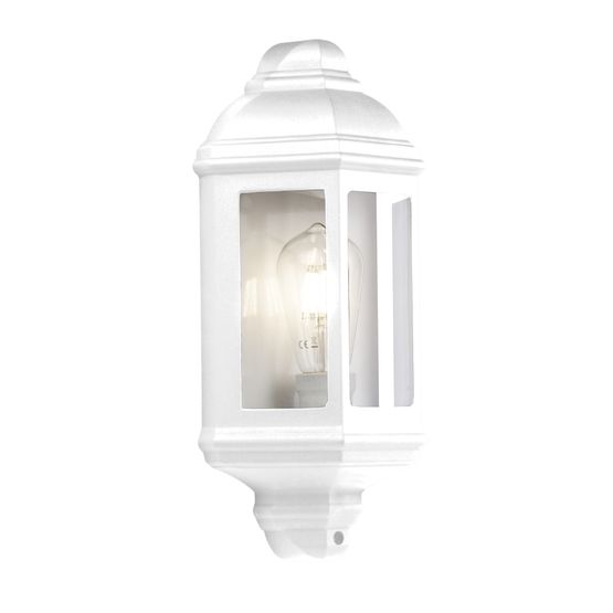 Maine Outdoor Wall Light - White Metal &amp; Clear Glass