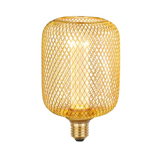 Wire Mesh Effect Drum Lamp - Gold Metal