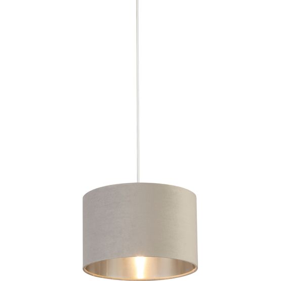 Drum Shade - Light Grey Velvet with Silver Inner Dia.28cm