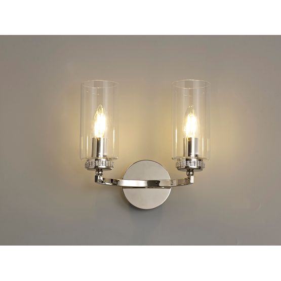 Daisy  Wall Lamp Switched, 2 x E14, Polished Nickel