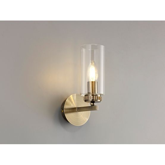 Daisy  Wall Lamp Switched, 1 x E14, Antique Brass