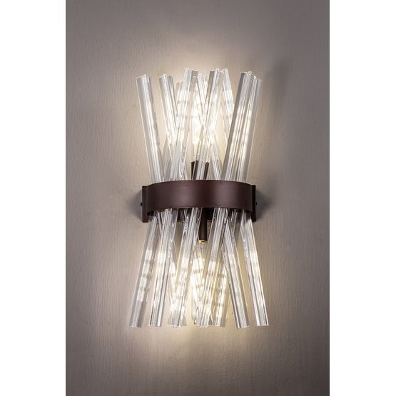 Claire 2 Light E14, Wall Light E14, Brown Oxide / Clear Glass