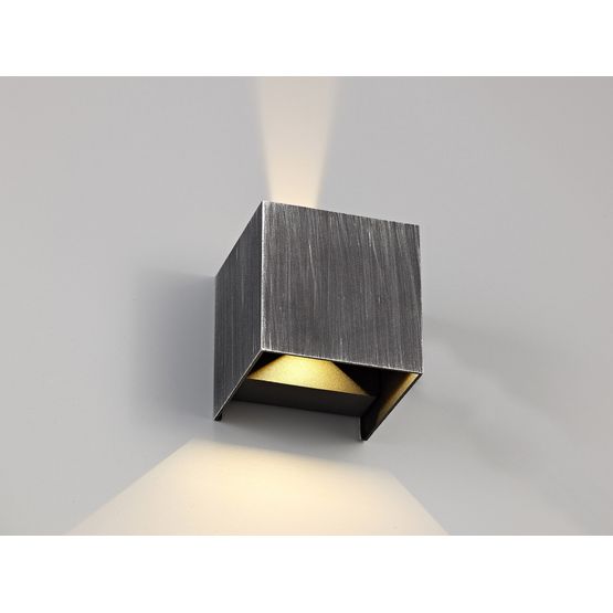 Jessica Up &amp; Downward Lighting Wall Lamp, 2 x 3W LED, 3000K, 400lm, IP54, Black/Silver,
