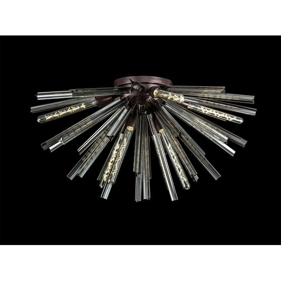 Claire 8 Light E27, Semi Flush Brown Oxide / Smoke Glass