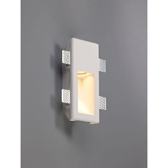 Samira Small Recessed Wall Lamp, 1 x GU10, White Paintable Gypsum, Cut Out: L:253mmxW:103mm