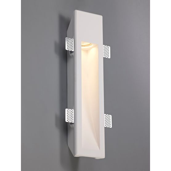 Samira Large Recessed Wall Lamp, 1 x GU10, White Paintable Gypsum, Cut Out: L:453mmxW:103mm