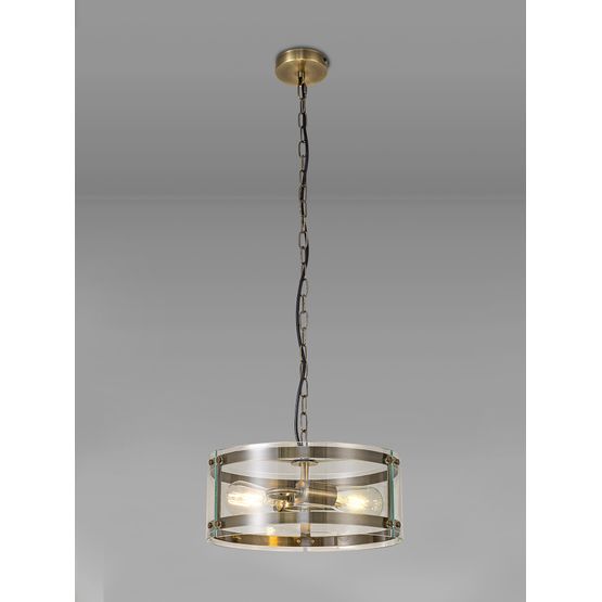Primrose Pendant, 2 Light E27, Antique Brass