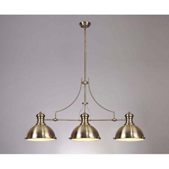 Lucinda Linear Pendant, 3 x E27, Antique Brass/Frosted Glass