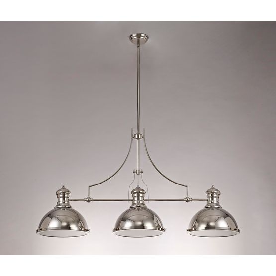 Lucinda Polished Nickel/Frosted Glass, Linear Pendant Light (3 x E27)