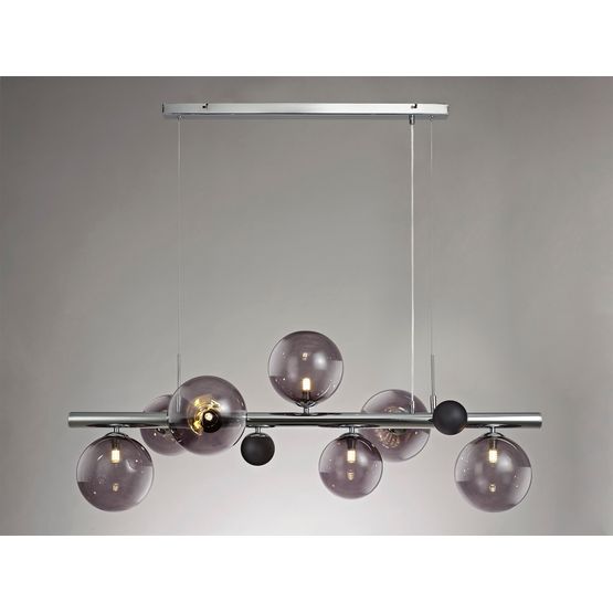 Rylee Linear Pendant , 7 x G9, Polished Chrome, Smoked Glass