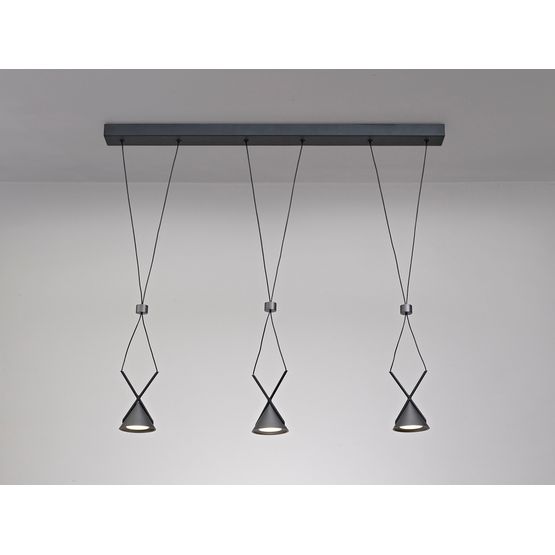 Xyla Sand Black/Grey Bar Linear Pendant 3 Light