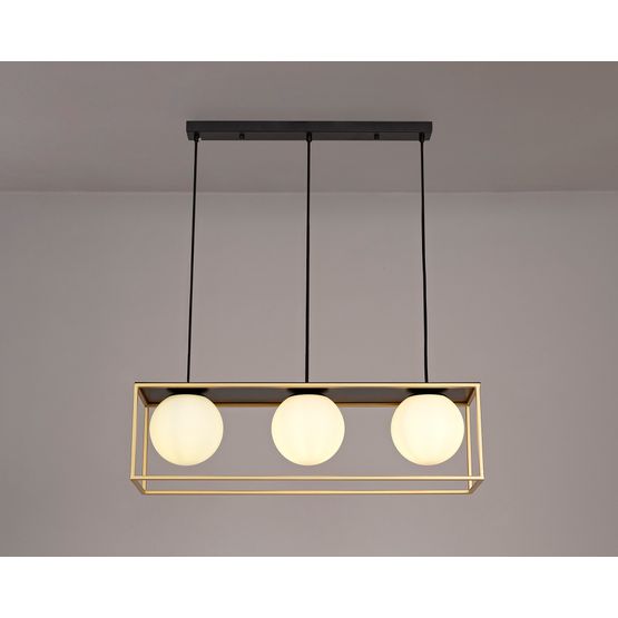 Honesty Linear 3 Light Adjustable Pendant Matt Black/Painted Gold