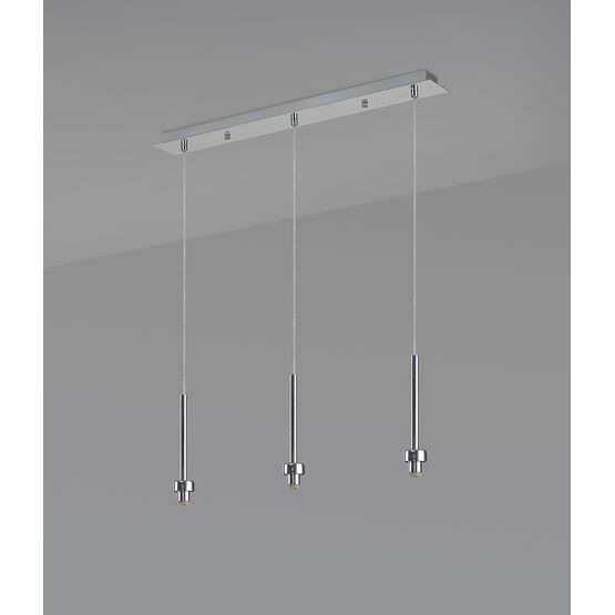 Ireine Polished Chrome 3 Light G9 Universal 2m Linear Pendant, Suitable For A Vast Selection Of Glass Shades