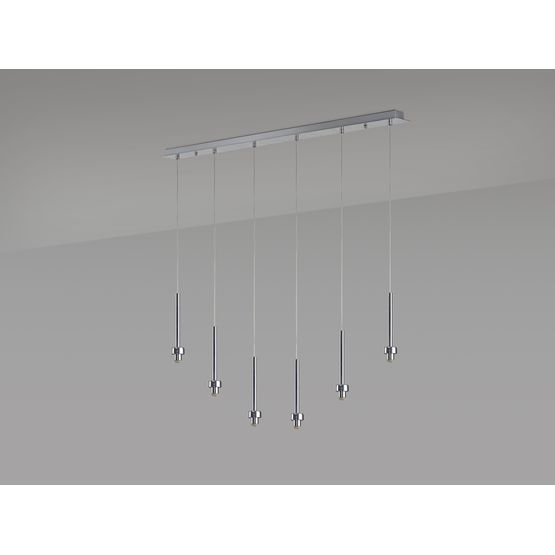 Ireine Polished Chrome 6 Light G9 Universal 2m Linear Pendant, Suitable For A Vast Selection Of Glass Shades
