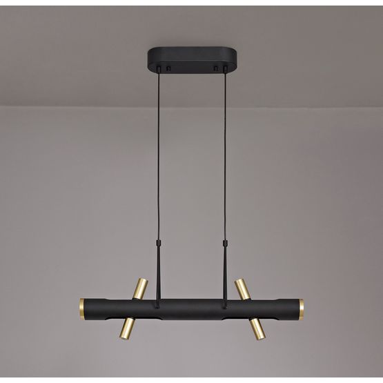 Aoife Linear Pendant , 4 x 2W LED, 3000K, 1120lm, Sand Black, Gold,