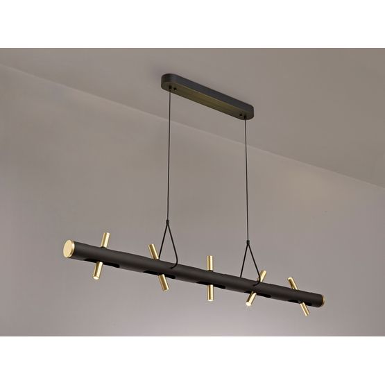 Aoife Linear Pendant , 10 x 2W LED, 3000K, 2800lm, Sand Black, Gold,
