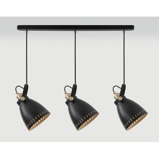 Beah Linear Pendant, 3 x E27, Matt Black/Antique Brass/Khaki