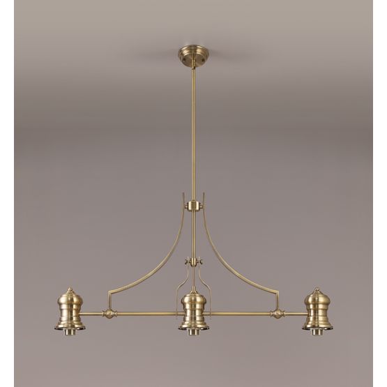 Lucinda Frame Only Linear Pendant, 3 x E27, Antique Brass
