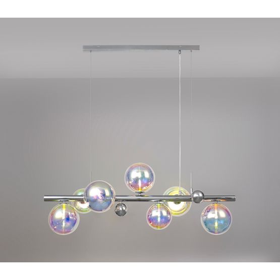 Rylee Polished Chrome/Iridescent Glass Linear Pendant Light (7 x G9)