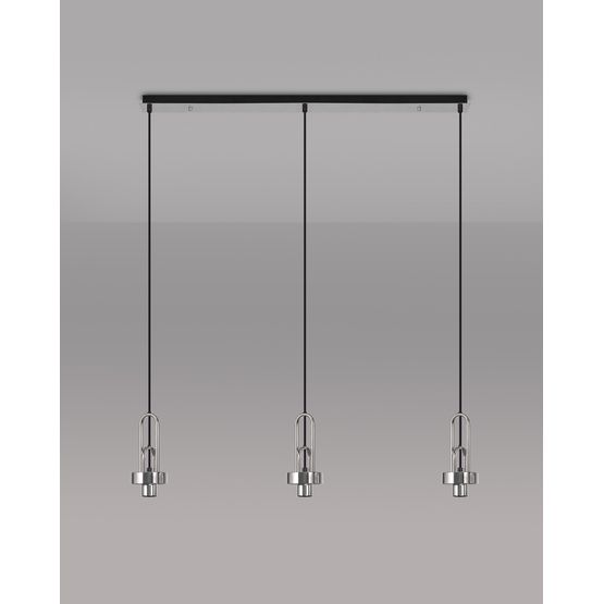 Angela Linear Suspension Kit, 3 x E27, Polished Nickel/Matt Black