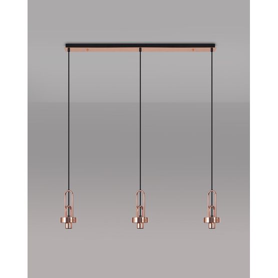 Angela Linear Suspension Kit, 3 x E27, Copper/Matt Black