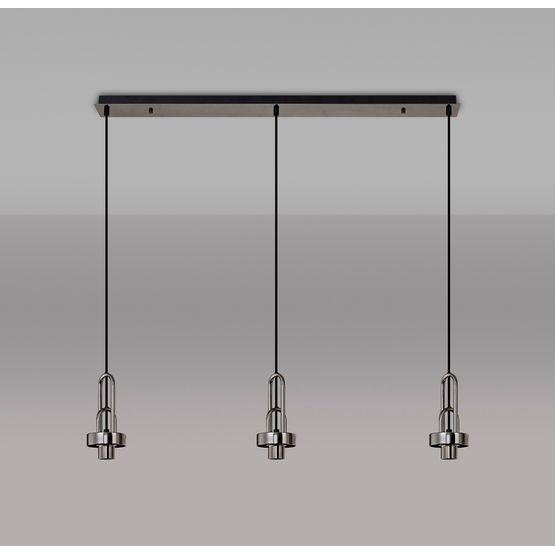 Angela Linear Suspension Kit, 3 x E27, Black Chrome/Matt Black