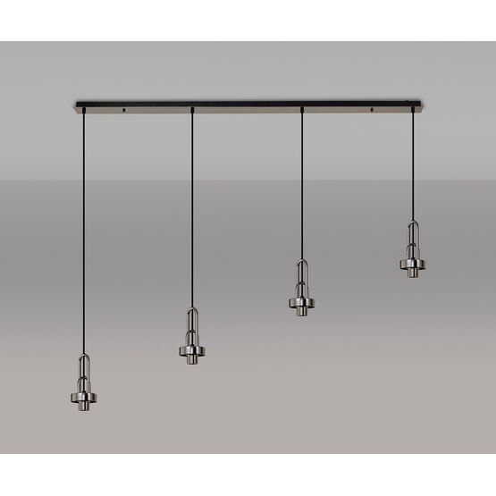 Angela Linear Suspension Kit, 4 x E27, Black Chrome/Matt Black