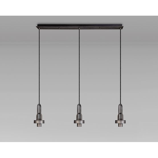 Angela Linear Suspension Kit, 3 x E27, Aged Pewter/Matt Black