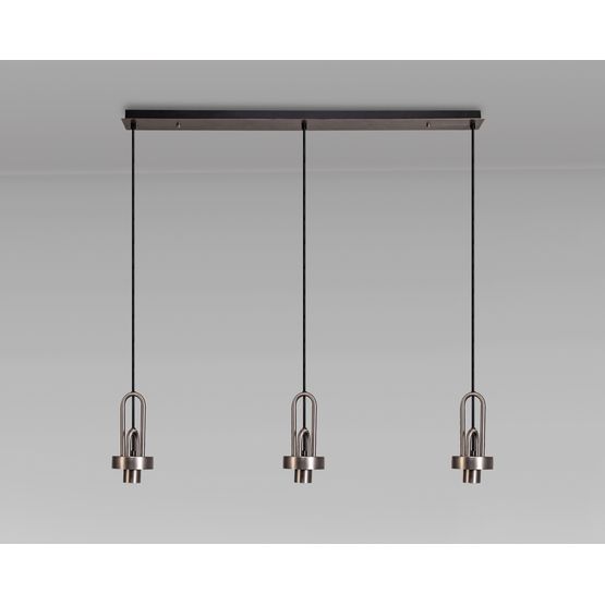 Angela Linear Suspension Kit, 3 x E27, Antique Silver/Matt Black
