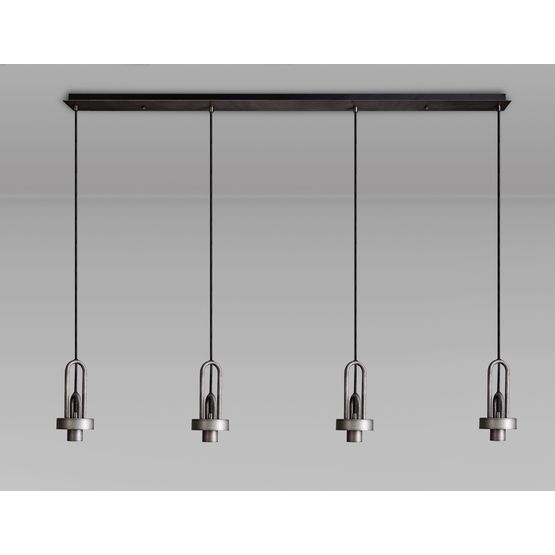 Angela Linear Suspension Kit, 4 x E27, Aged Pewter/Matt Black